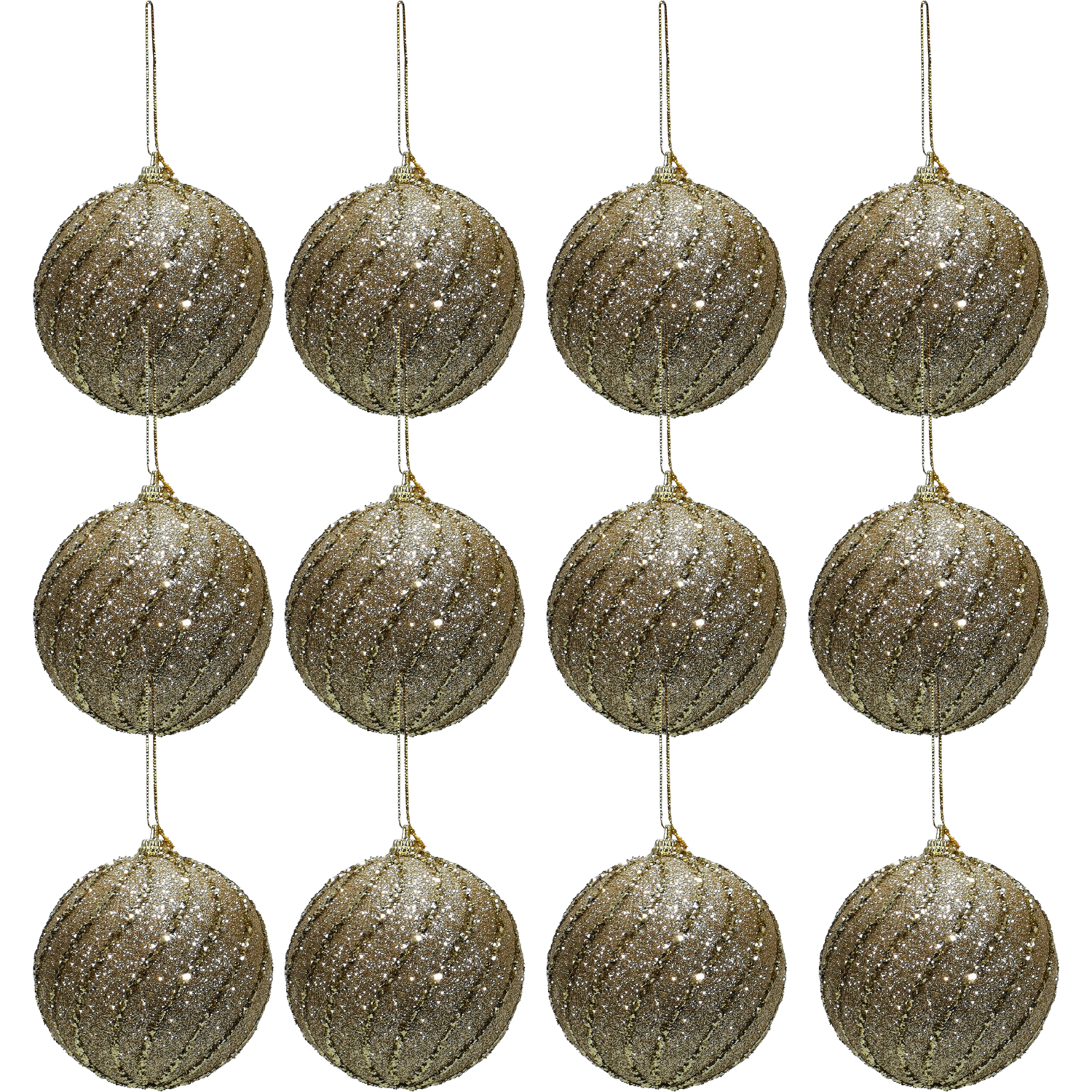 VESTIAMO CASA GRAN NATALE - Palle di Natale con glitter colore oro set 12 pezzi diametro 6 cm